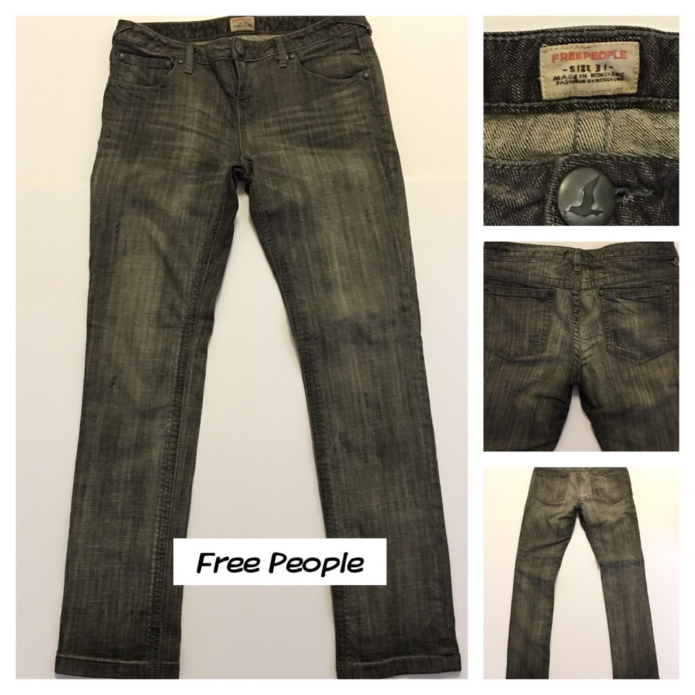 Free People Straight Leg Jeans in Faded Gray